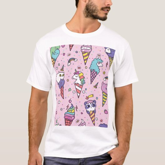 Süße Tier Ice Creme Cones T-Shirt (Vorderseite)