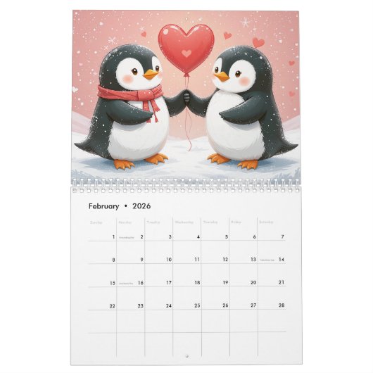 Süße Tier Kalender 2026 - Adorable Kawaii Style (Feb 2026)