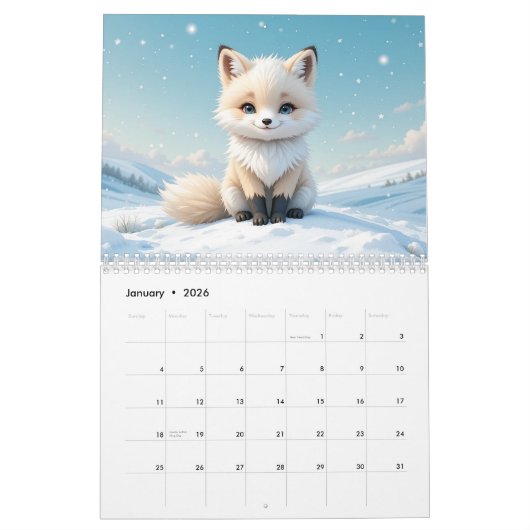 Süße Tier Kalender 2026 - Adorable Kawaii Style (Jan 2026)