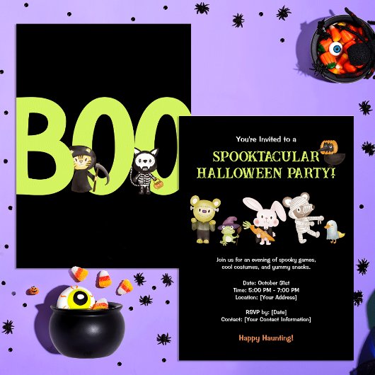Süße Tier Kids Spooktacular Halloween-Party Einladung