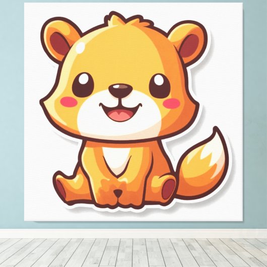 Süße Tier Leinwanddruck (Insitu (Holzboden))