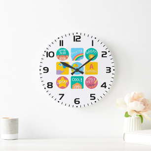 Süße Tier-Lohn für Motivierend Klassenzimmer Große Wanduhr