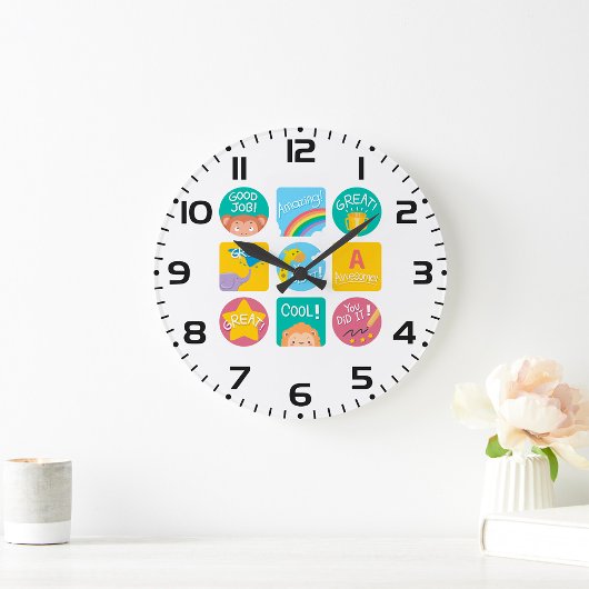 Süße Tier-Lohn für Motivierend Klassenzimmer Große Wanduhr