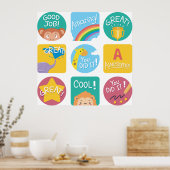 Süße Tier-Lohn für Motivierend Klassenzimmer Poster (Küche)