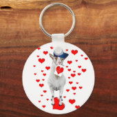 Süße Tier Lover Be Mine Valentine Goat Gift Schlüsselanhänger (Vorderseite)