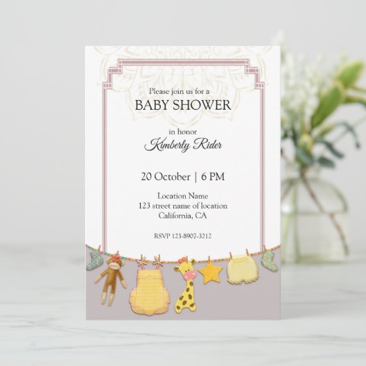 Süße Tier Mandala Babydusche Einladung (Stehend Vorderseite)