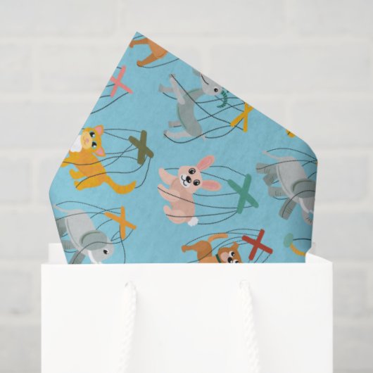 Süße Tier Marionette Puppets Puppeteer Muster Seidenpapier (Geschenktüte)