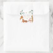 Süße Tier mit Aquarellwald Kinderdusche Quadratischer Aufkleber (Tasche)