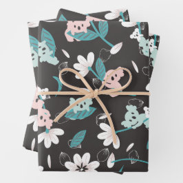 Süße Tier mit farbenfrohen Koala-Mustern und Blume Geschenkpapier Set