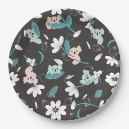 Süße Tier mit farbenfrohen Koala-Mustern und Blume Pappteller