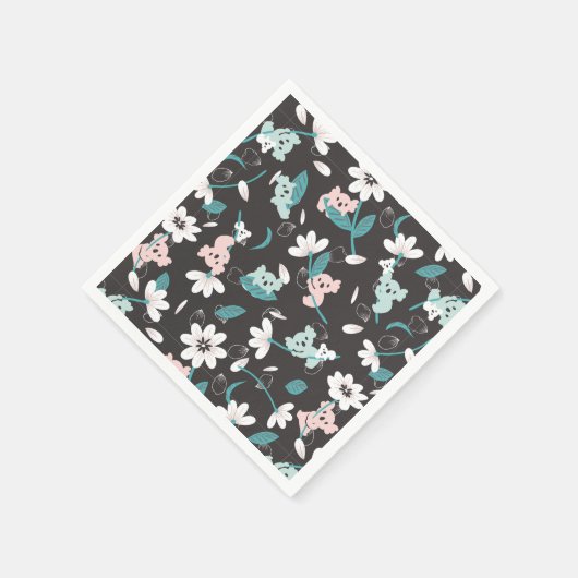 Süße Tier mit farbenfrohen Koala-Mustern und Blume Serviette (Ecke)
