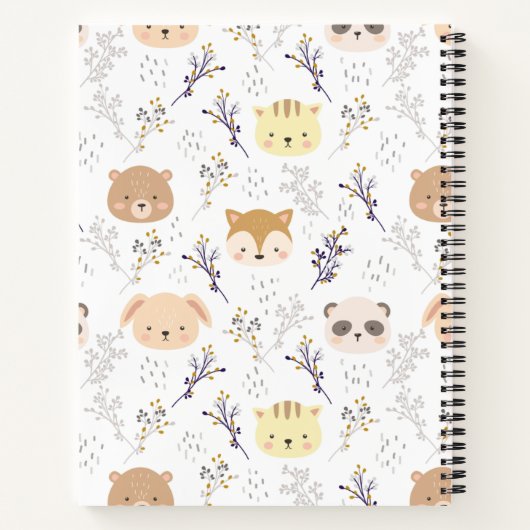 Süße Tier Muster mit weißem Hintergrund Notizblock (Rückseite)