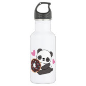 Süße Tier Panda Bear Pink Herz Donut Edelstahlflasche (Vorderseite)