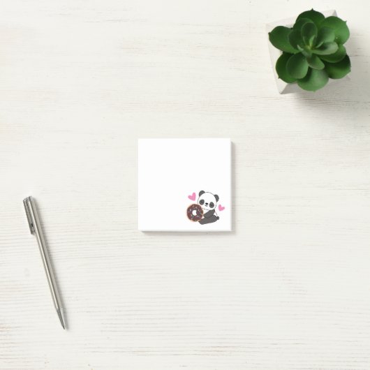 Süße Tier Panda Bear Pink Herz Donut Post-it Klebezettel (Büro)