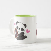 Süße Tier Panda Bear Pink Herz Donut Zweifarbige Tasse (Vorderseite Links)