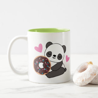 Süße Tier Panda Bear Pink Herz Donut Zweifarbige Tasse