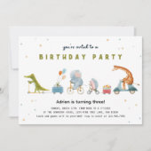 Süße Tier Parade Party Geburtstag Einladung (Vorderseite)