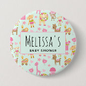 Süße Tier Pattern Baby Dusche Button (Vorderseite)