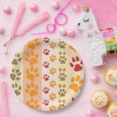 Süße Tier Paw Druckmuster in natürlichen Farben Pappteller (Party)