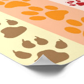 Süße Tier Paw Druckmuster in natürlichen Farben Poster (Ecke)