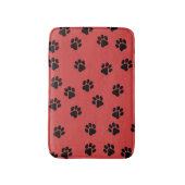 Süße Tier Paw Print Pattern Schwarz Badematte (Vorderseite Vertikal)