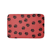 Süße Tier Paw Print Pattern Schwarz Badematte (Vorderseite)