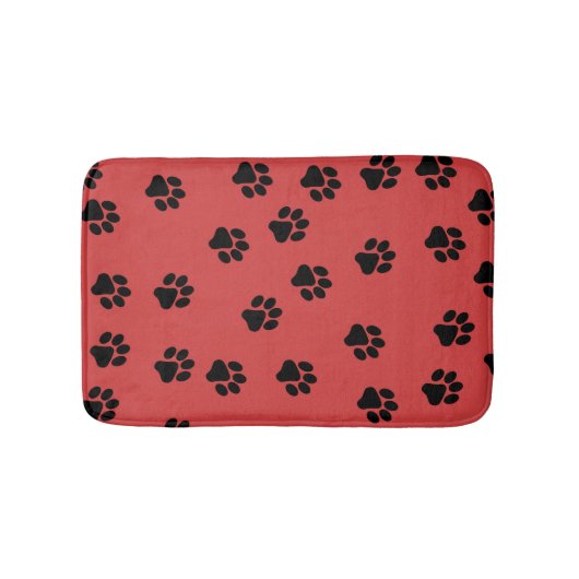 Süße Tier Paw Print Pattern Schwarz Badematte (Vorderseite)