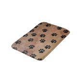 Süße Tier Paw Print Pattern Schwarzes Gold Badematte (Schrägansicht)