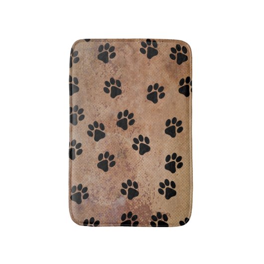 Süße Tier Paw Print Pattern Schwarzes Gold Badematte (Vorderseite Vertikal)