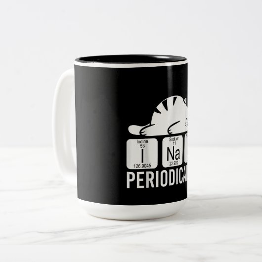 Süße Tier Periodischer Tisch Funny Chemistry Cat Zweifarbige Tasse (Vorderseite Links)