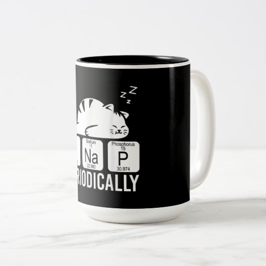 Süße Tier Periodischer Tisch Funny Chemistry Cat Zweifarbige Tasse (VorderseiteRechts)