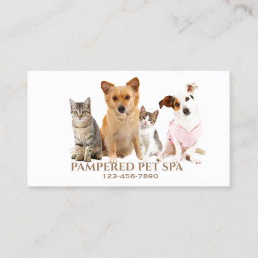 Süße Tier Pet Groomer Business Card Visitenkarte (Vorderseite)
