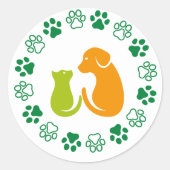 Süße Tier-Pfoten-Muster Runder Aufkleber (Vorderseite)