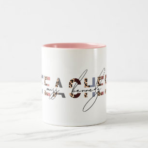Süße Tier Print & Pink Teacher Name Kaffee Tasse