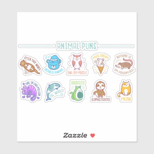 SÜSSE TIER PUNS SET AUFKLEBER (Blatt)