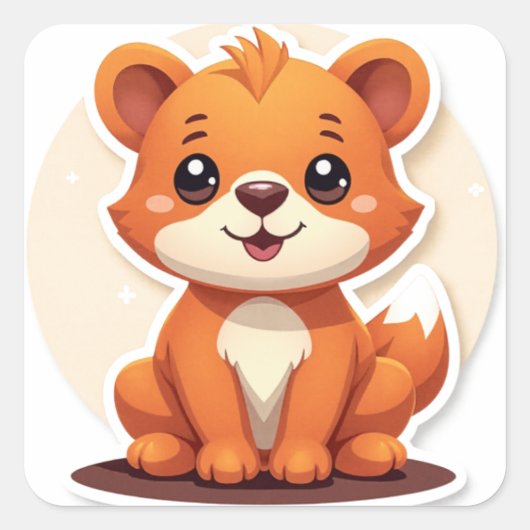 Süße Tier Quadratischer Aufkleber (Vorderseite)