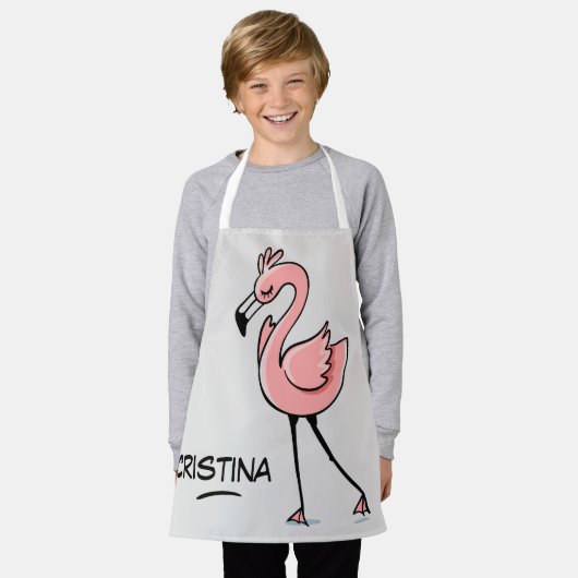 Süße Tier Rosa Flamingo personalisierte Namen Kind Schürze (Getragen)
