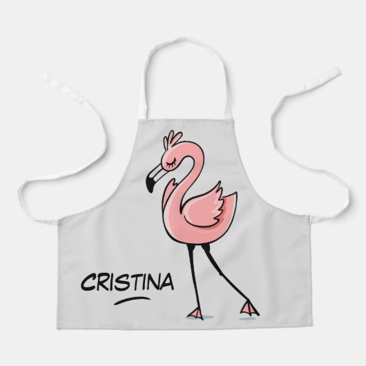 Süße Tier Rosa Flamingo personalisierte Namen Kind Schürze (Vorderseite)