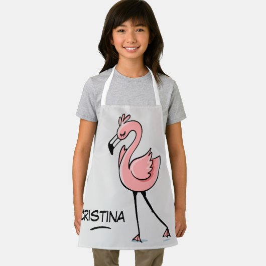 Süße Tier Rosa Flamingo personalisierte Namen Kind Schürze (Insitu)