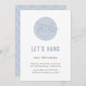 Süße Tier Sloth Simple Modern Blue Birthday Einladung (Vorne/Hinten)