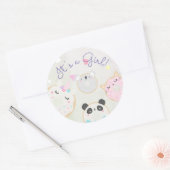 süße Tier spendet es ist ein Girl-Sticker Runder Aufkleber (Umschlag)
