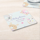 süße Tier spendet Monogramm Babydusche Rechteckiger Pappuntersetzer (angewinkelt)