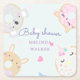 süße Tier spendet Monogramm Babydusche Rechteckiger Pappuntersetzer