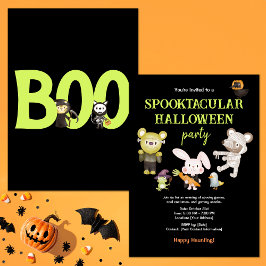 Süße Tier Spooktacular Halloween Kids Party Einladung