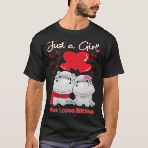 Süße Tier Sprichwort Nur ein Mädchen, das Hippos L T-Shirt