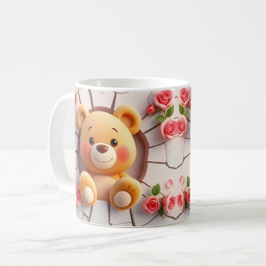 süße Tier Teddy Bär Tasse Wrap: 3D-Design (Vorderseite Links)