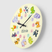 Süße Tier Thema, Individuelle Name, Personalisiert Große Wanduhr (Winkel)