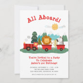 Süße Tier Train Birthday Party Einladung (Vorderseite)