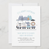 Süße Tier Train Geburtstagsparty Einladung (Vorderseite)