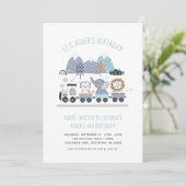 Süße Tier Train Geburtstagsparty Einladung (Stehend Vorderseite)